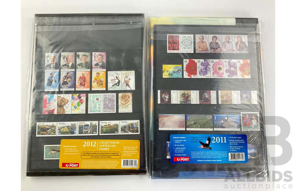 Australian 2011 and 2012 Annual Stamp Albums - Face Value $180