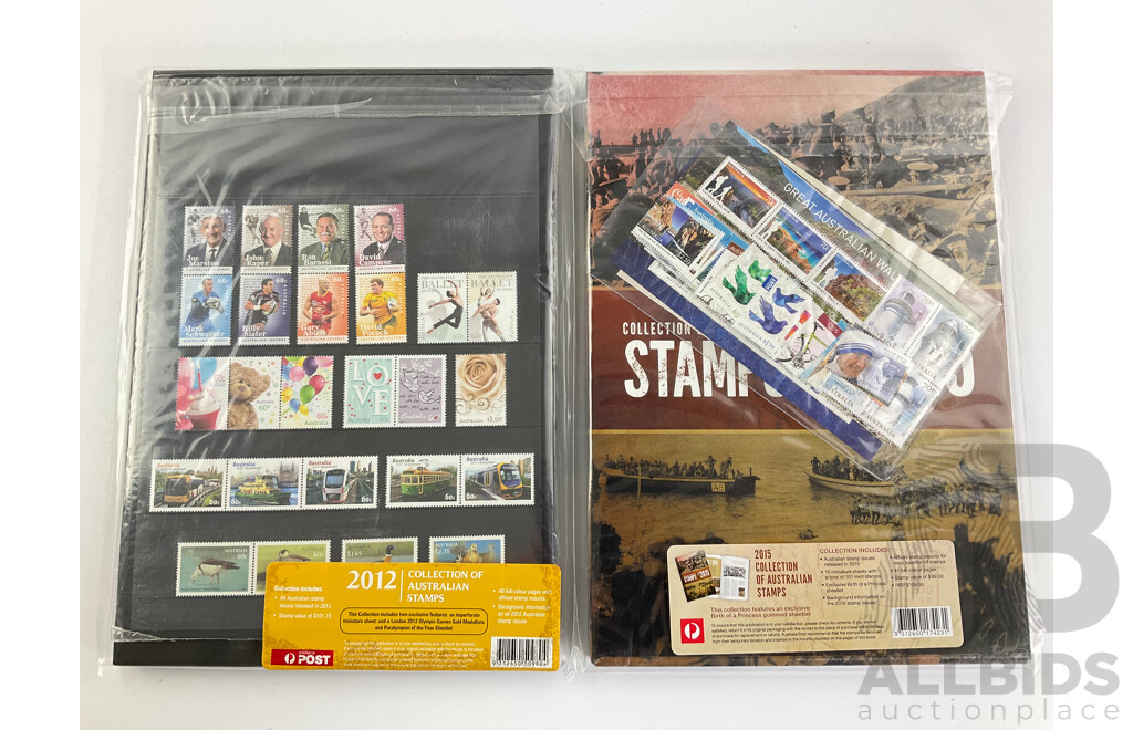 Australian 2012 and 2015 Annual Stamp Albums - Face Value $200