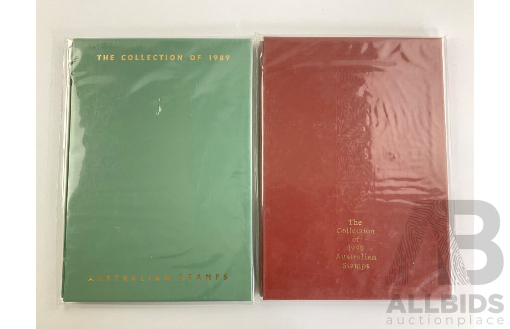 Australian 1989, 1990 Annual Stamp Albums - Face Value $83