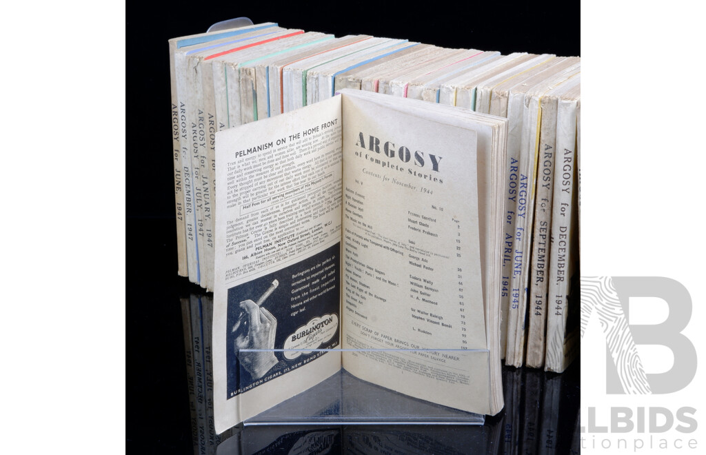 Collection Vintage Argosy Magazines Including Agatha Christie, W Somerset Maugham, Leo Tolstoy, James Thurber, and Other Great Authors