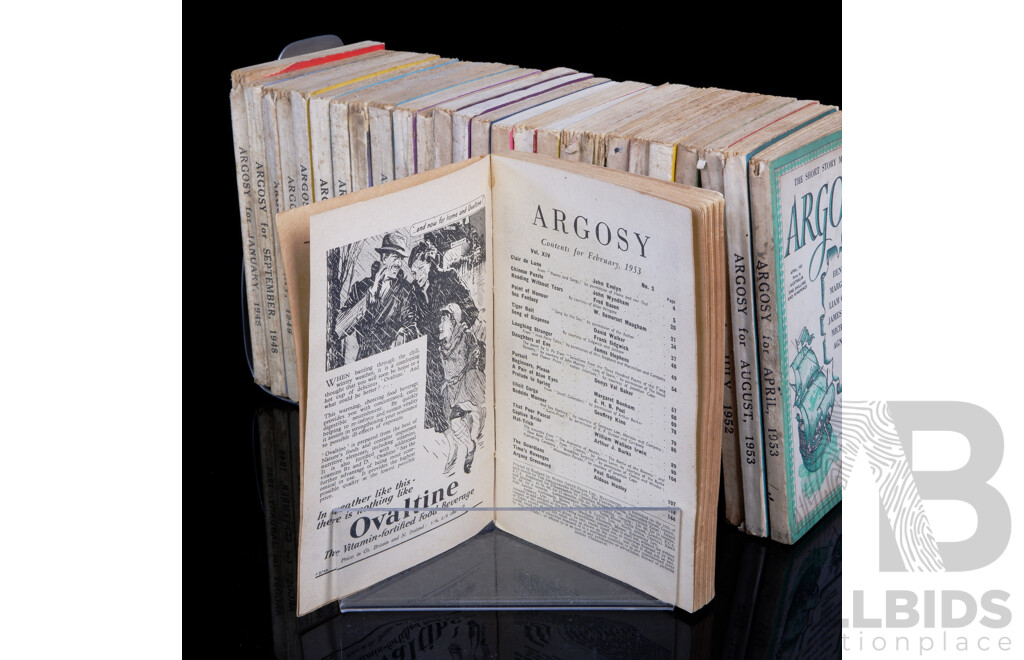 Collection Vintage Argosy Magazines Including , Ogden Nash, W Somerset Maugham, C S Forester, Ray Bradbury, Agatha Christie, William Faulkner, and Other Great Authors