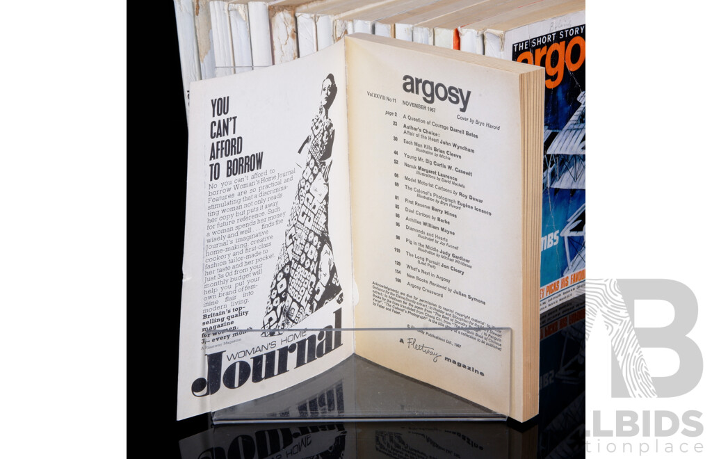 Collection Vintage Argosy Magazines Including Raymond Chandler, Ray Bradbury, Dylan Thomas, Ernest Hemingway, P G Wodehouse, Graham Greene, Peter Ustinov and Other Great Authors