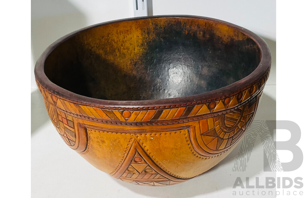 Central American Inspired Leather Bowl