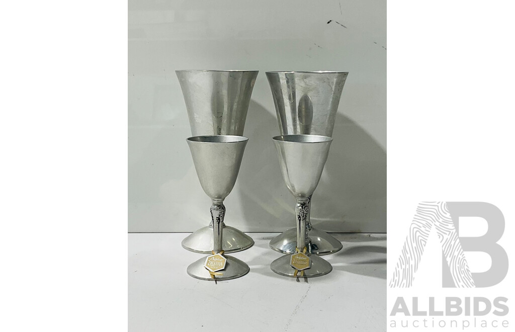 Two Pairs of Different Sized Vintage Spanish Made Plator Silverstone Goblets