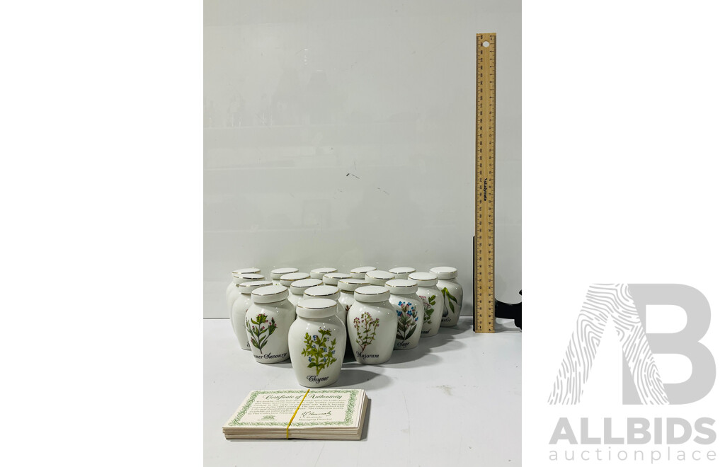 Collection of Vintage Ceramic Spice Containers Including Certificates of Authenticity