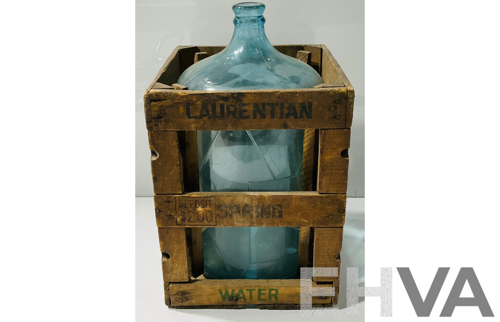 Antique American Laurentian Spring Water Flagon in OriginAL Wooden Case with Branding to Sides