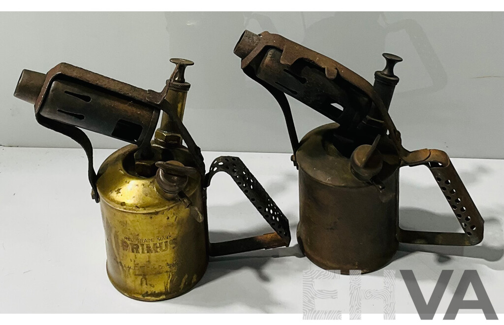 Antique Brass Primus Blow Torch Along with Companion Blow Torch
