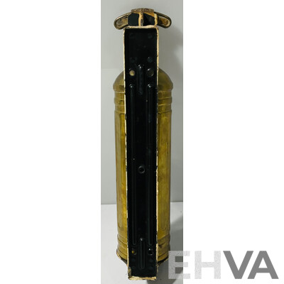Antique Brass Pyrene Fire Extinguisher on Wall Bracket