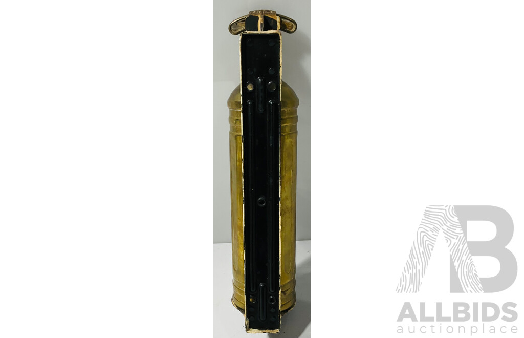 Antique Brass Pyrene Fire Extinguisher on Wall Bracket