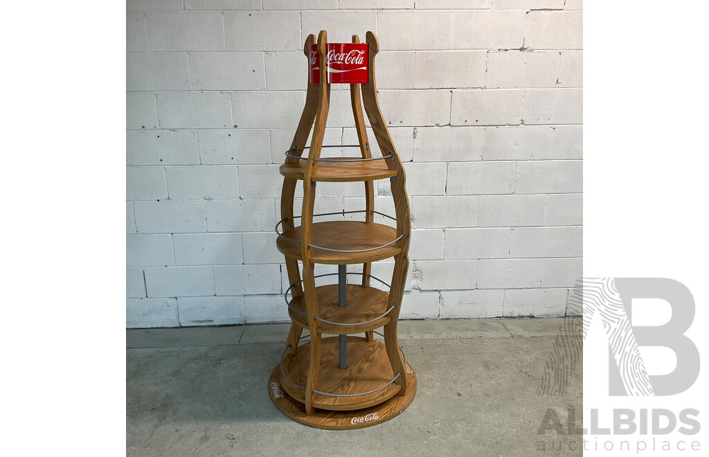 Vintage COCA COLA 4- Tier Bottle Shape Wooden Display Stand