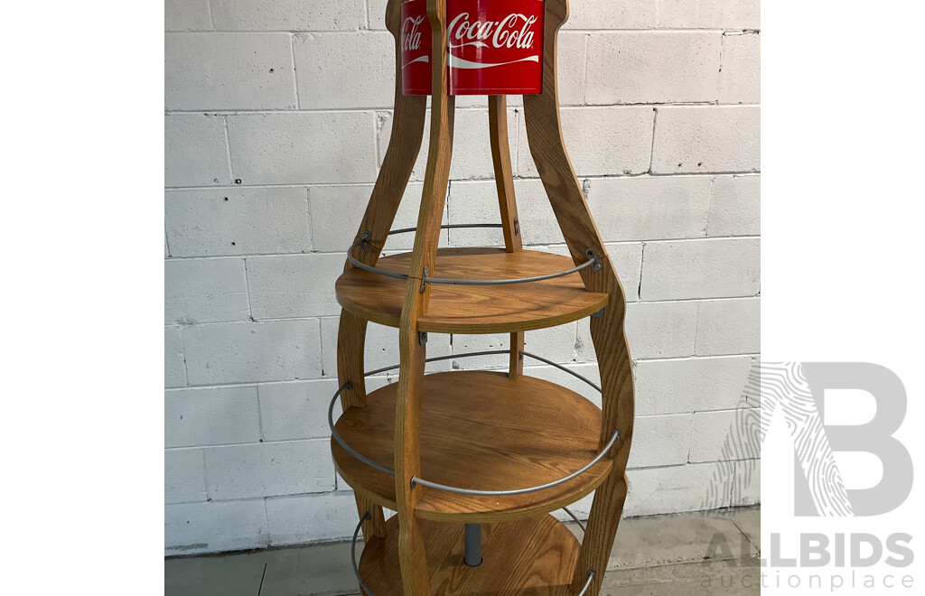 Vintage COCA COLA 4- Tier Bottle Shape Wooden Display Stand