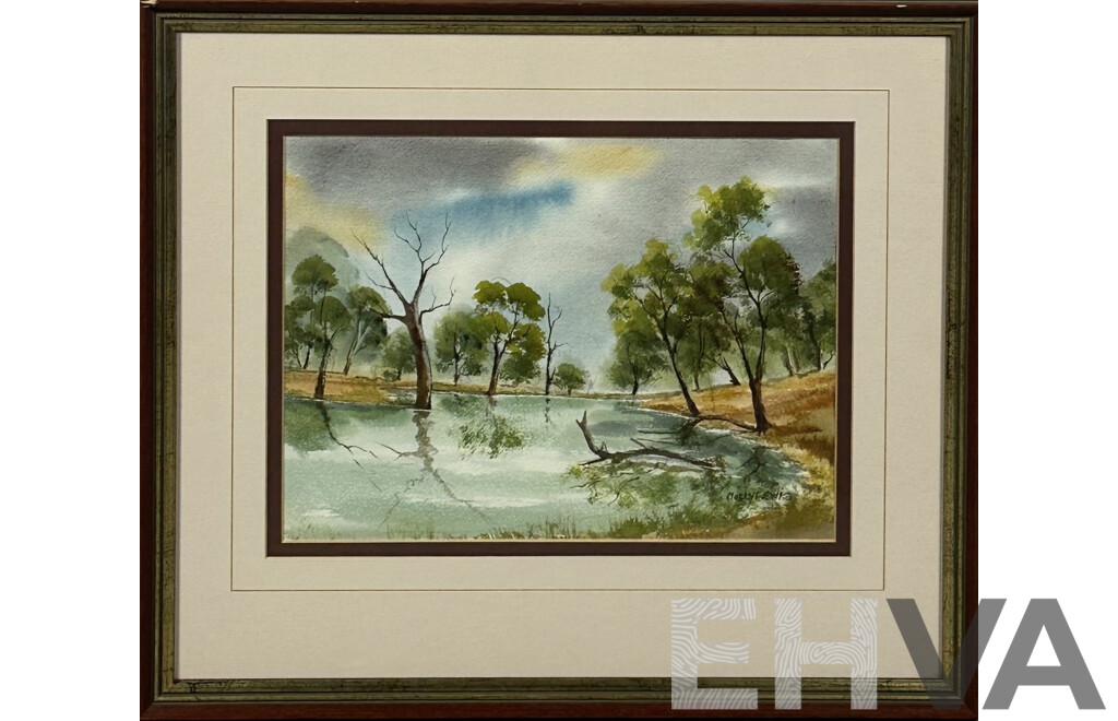 Molly Lewis, (Contemporary), Daybreak at the Dam, Watercolour, 44 x 51 cm (frame)