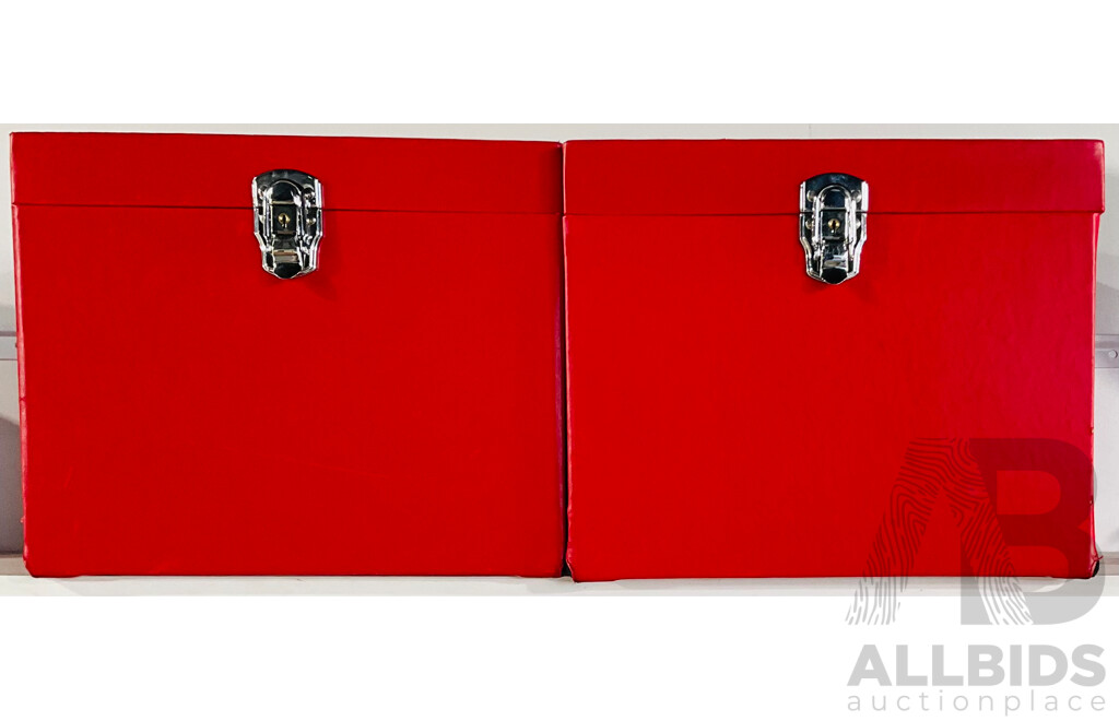 Pair of Red Khalida Boxes with Vinyl Exterior