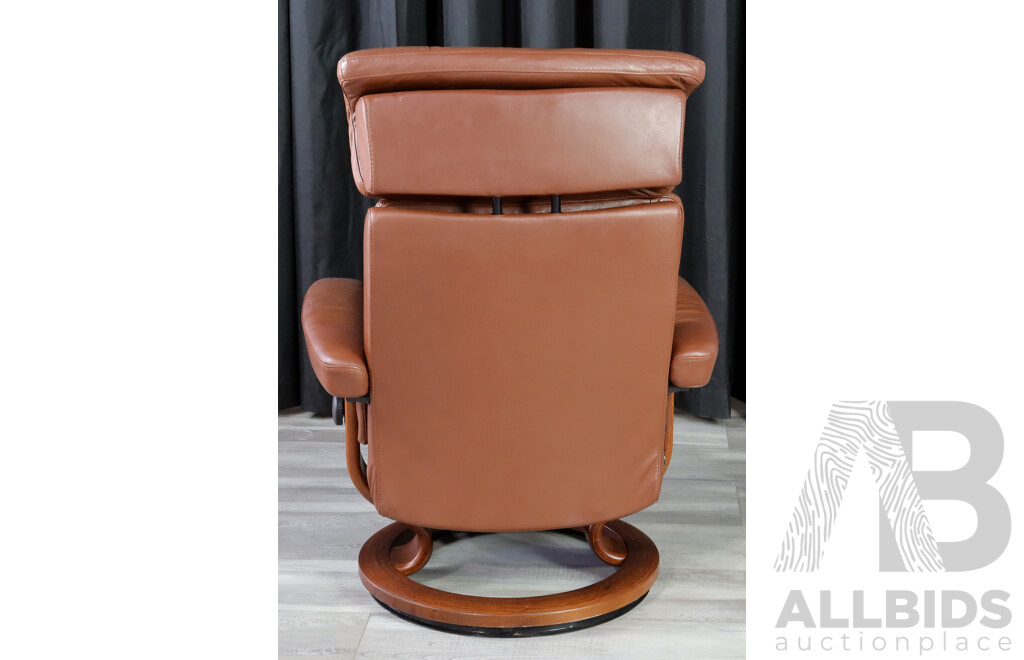 Ekornes Stressless Recliner with Brown Leather Upholstery