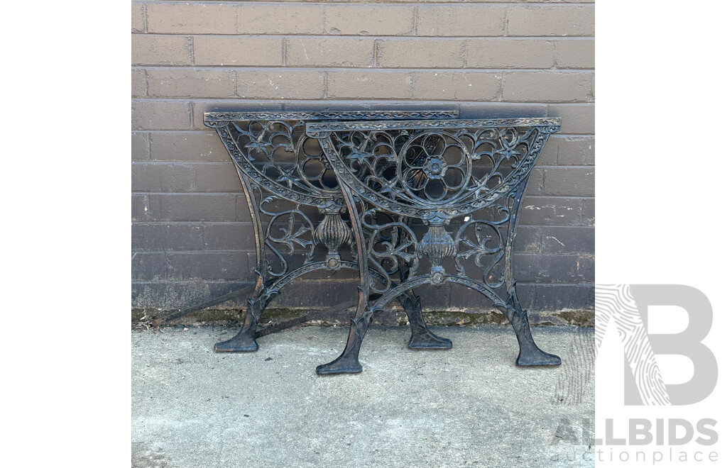 Pair of Painted Cast Iron Garden Legs