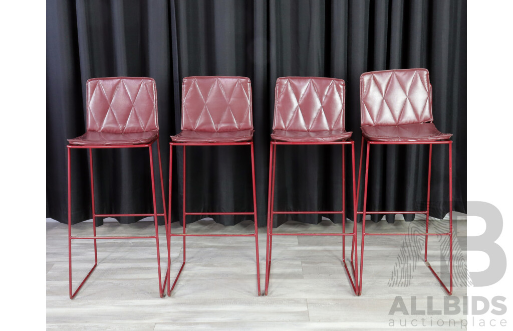 Set of Four Metal Framed Kitchen Stools by Jardan