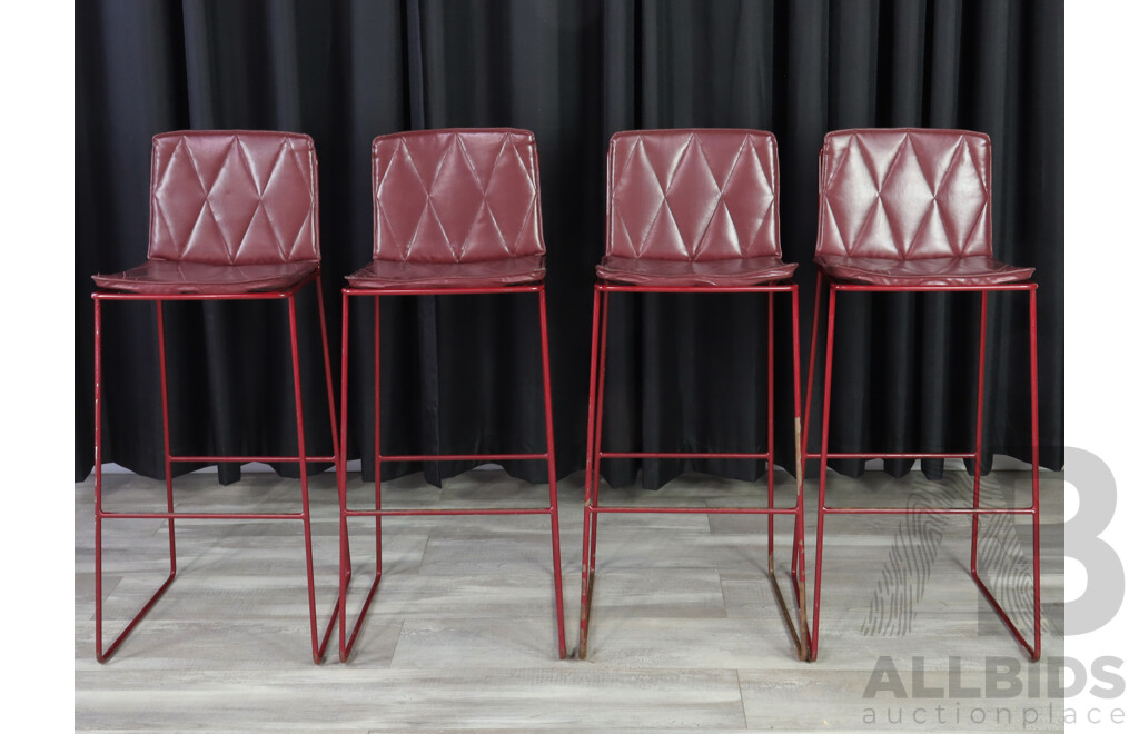 Set of Four Metal Framed Kitchen Stools by Jardan