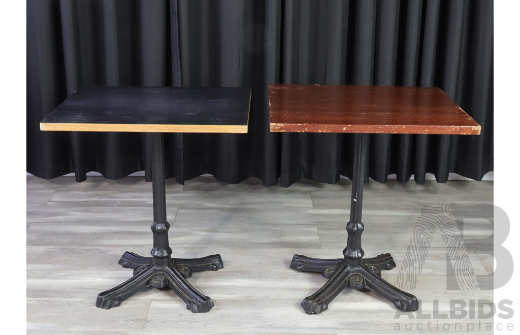 Pair of Cafe Tables with Cast Iron Bases