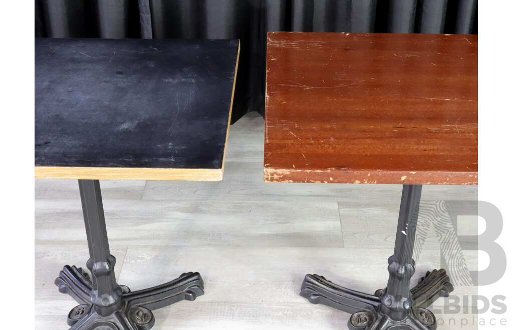 Pair of Cafe Tables with Cast Iron Bases