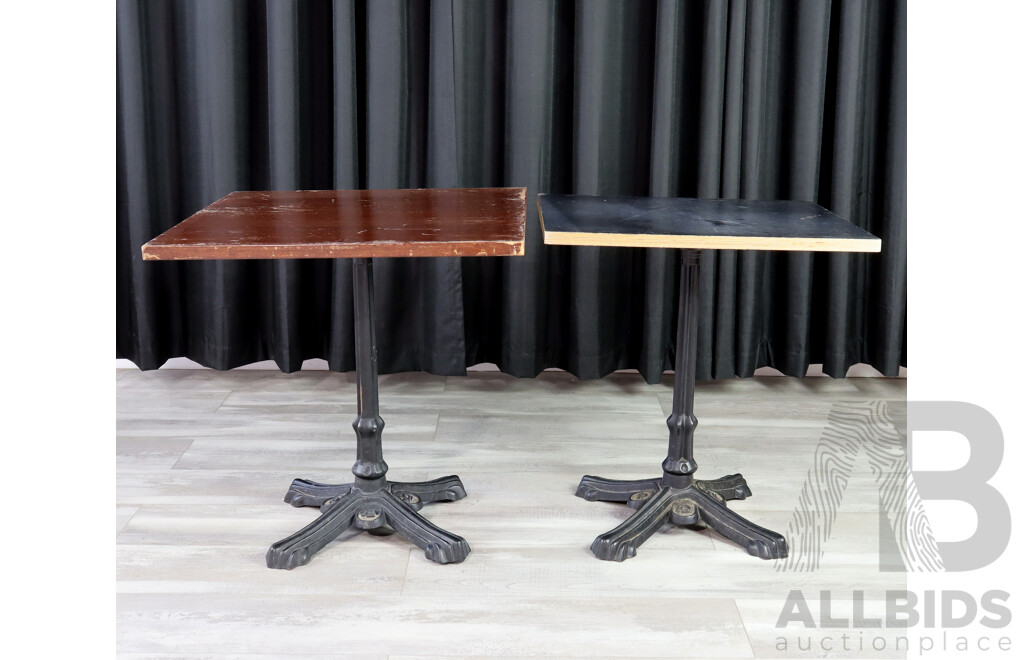 Pair of Cafe Tables with Cast Iron Bases