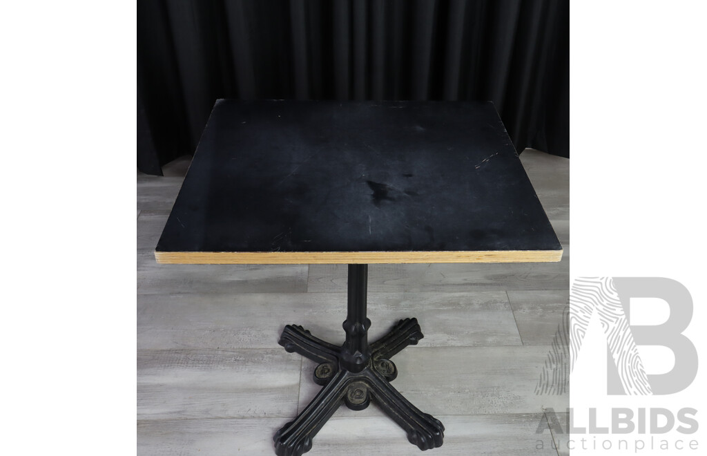 Pair of Cafe Tables with Cast Iron Bases