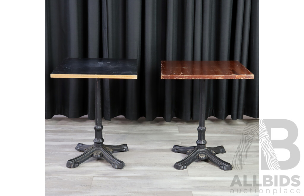 Pair of Cafe Tables with Cast Iron Bases