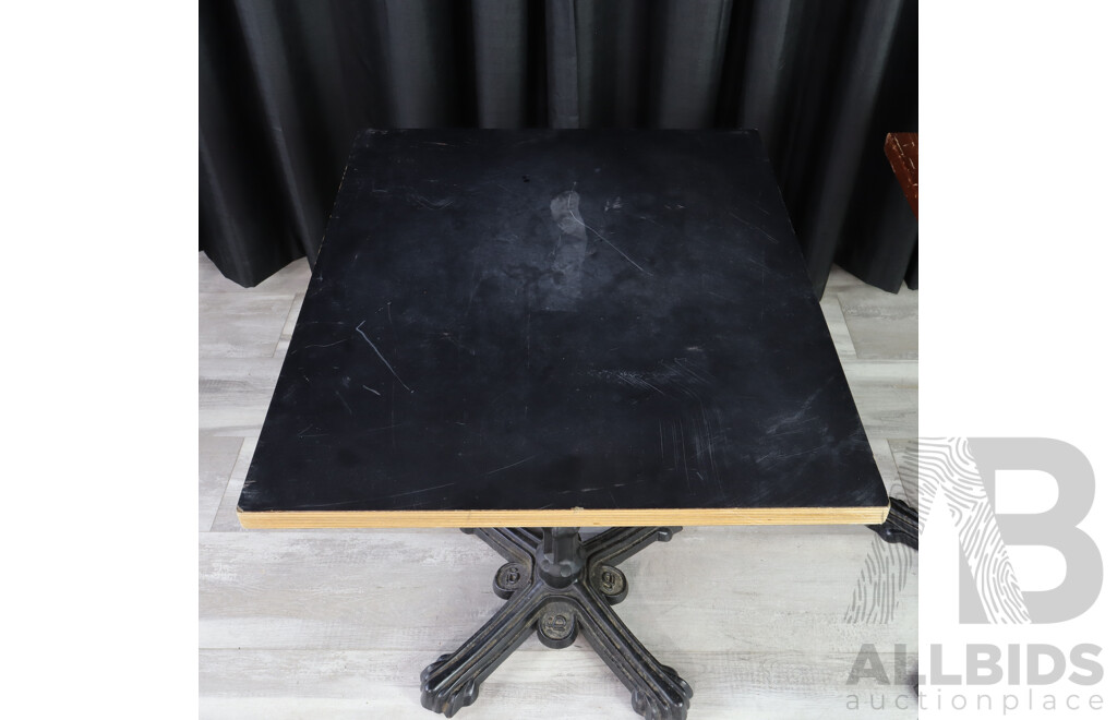 Pair of Cafe Tables with Cast Iron Bases