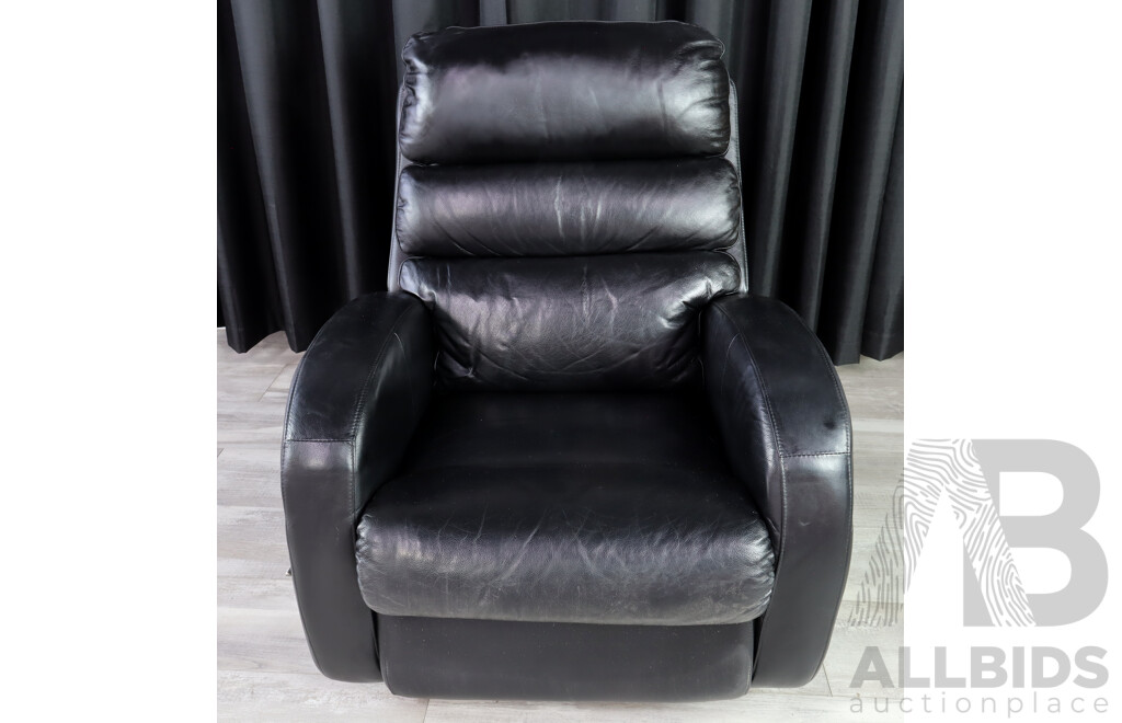 Black Leather Lazy Boy Manual Recling Rocking Lounge Chair