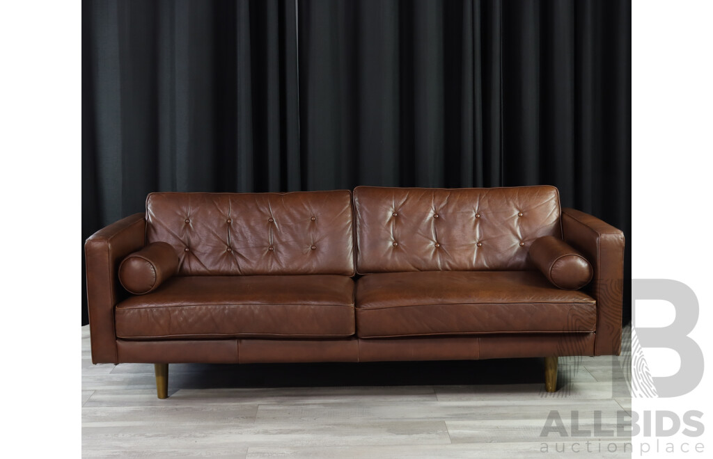 Brown Leather Two and a Half Seater Sofa