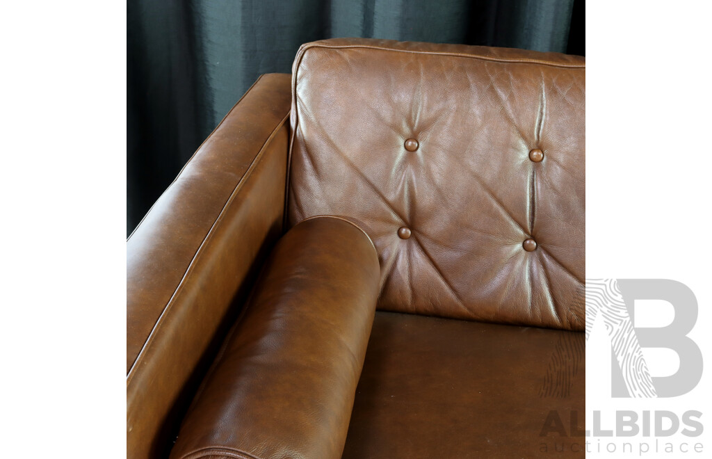 Brown Leather Two and a Half Seater Sofa