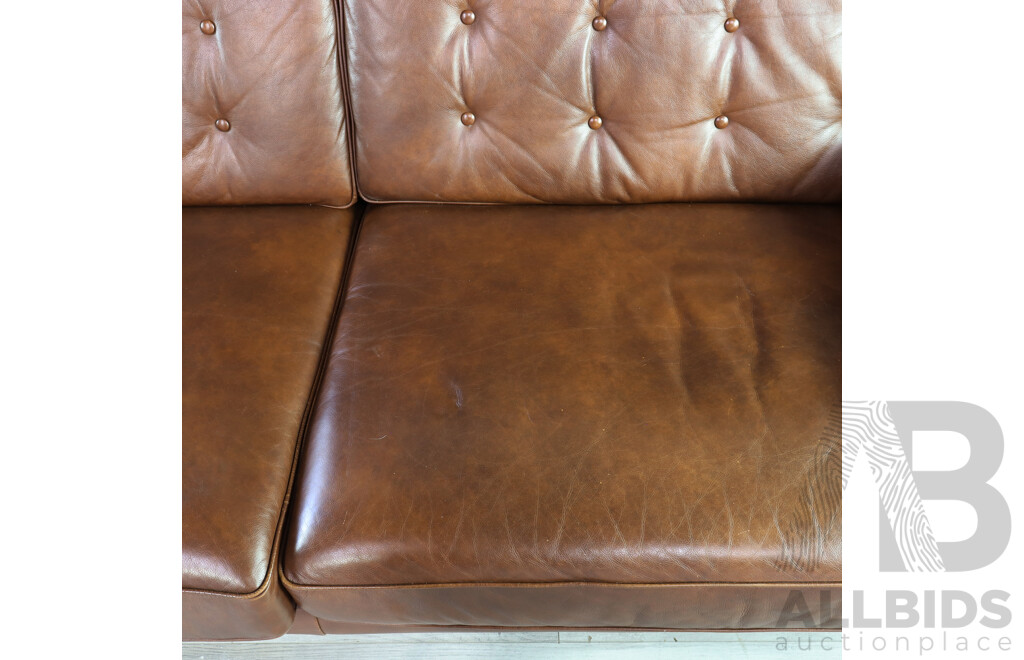 Brown Leather Two and a Half Seater Sofa