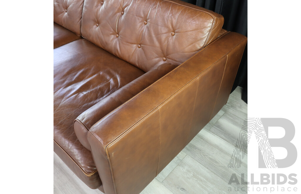 Brown Leather Two and a Half Seater Sofa