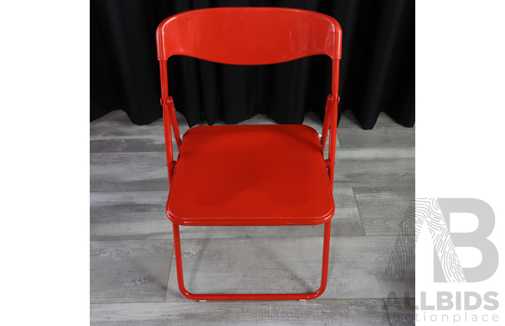 Set of Four Vintage Ikea Folding Chairs in Red