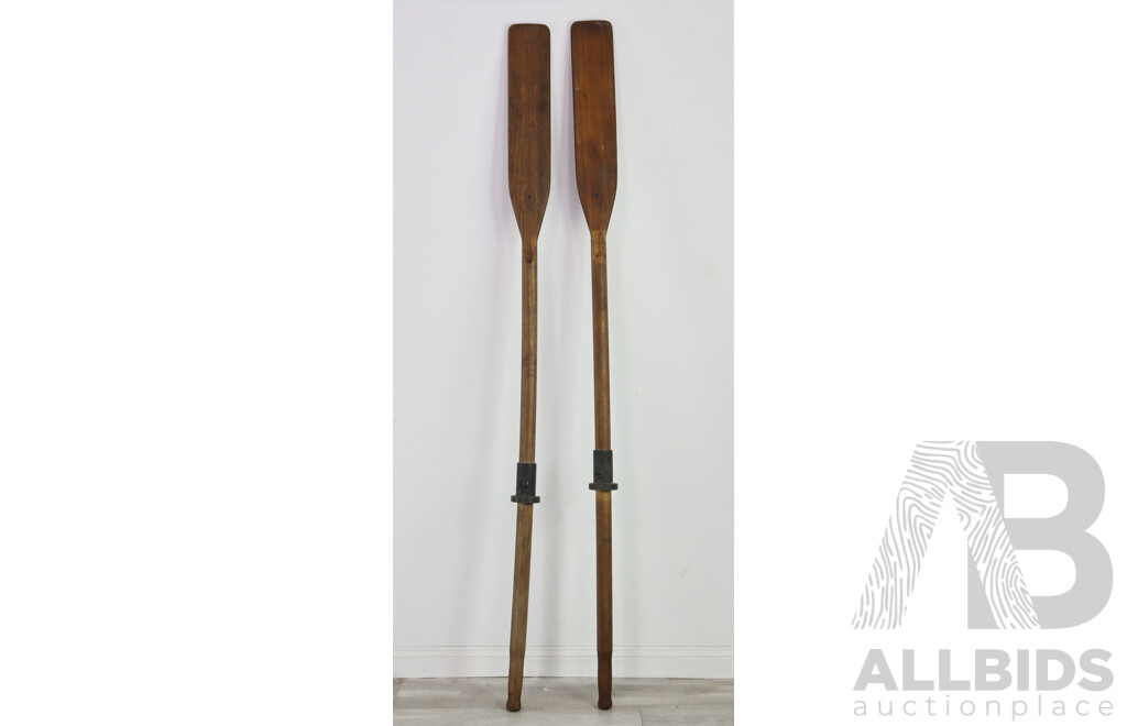 Pair of Vintage Timber Row Boat Oars