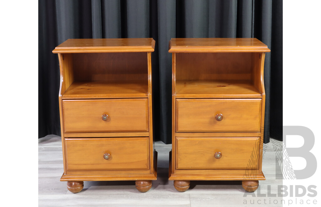 Pair of Modern Pine Bedside Cabinets