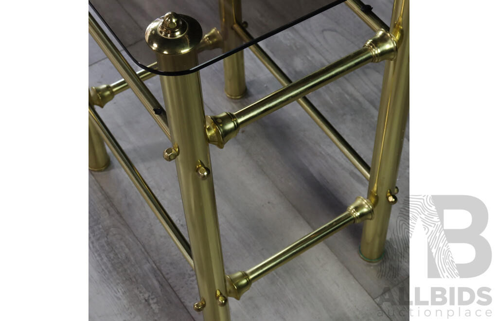 Brass Side Table with Smokey Glass Top