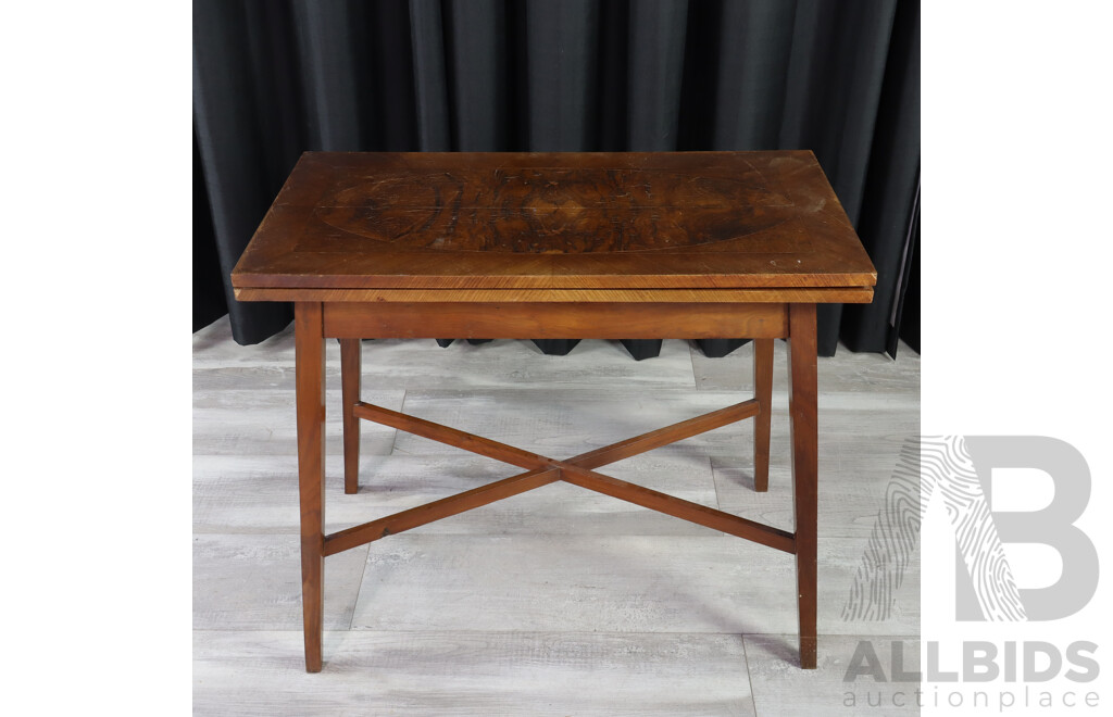 Late Edwardian Bur Walnut Fold Over Card Table