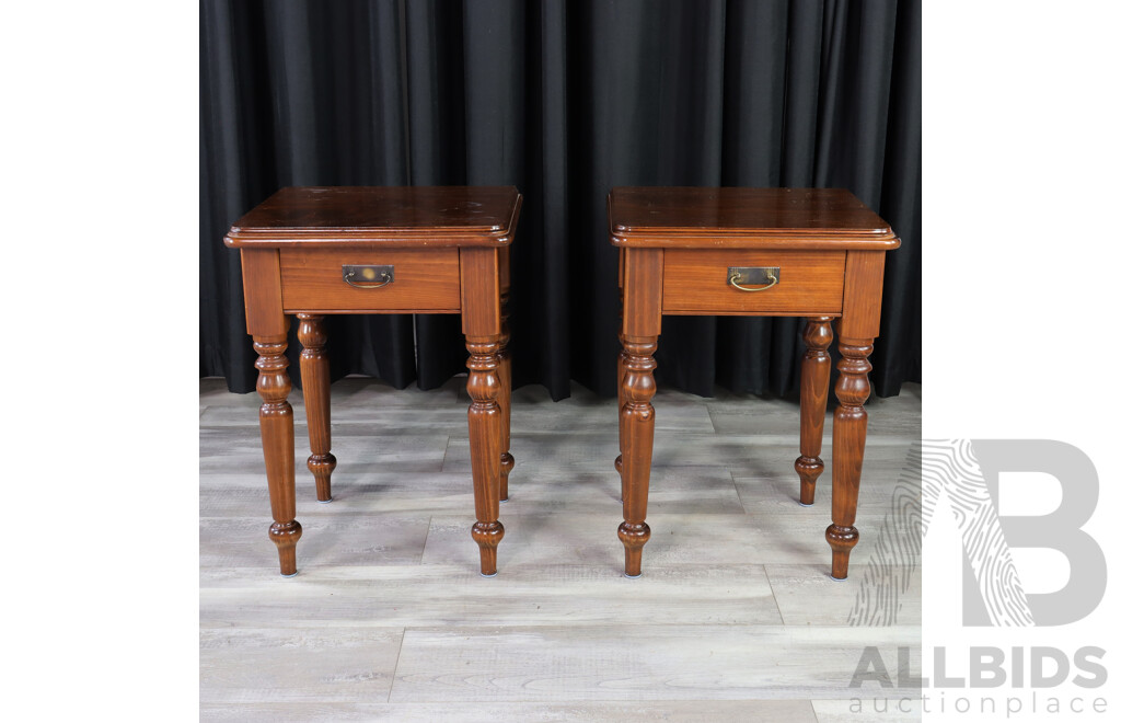 Pair of Elevated Single Drawer Side Tables