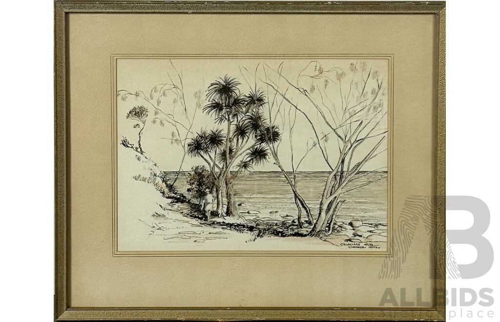 Geoffrey Mitton, (Contemporary), Caloundra Head, Ink on Paper, 42 x 50 cm (frame)