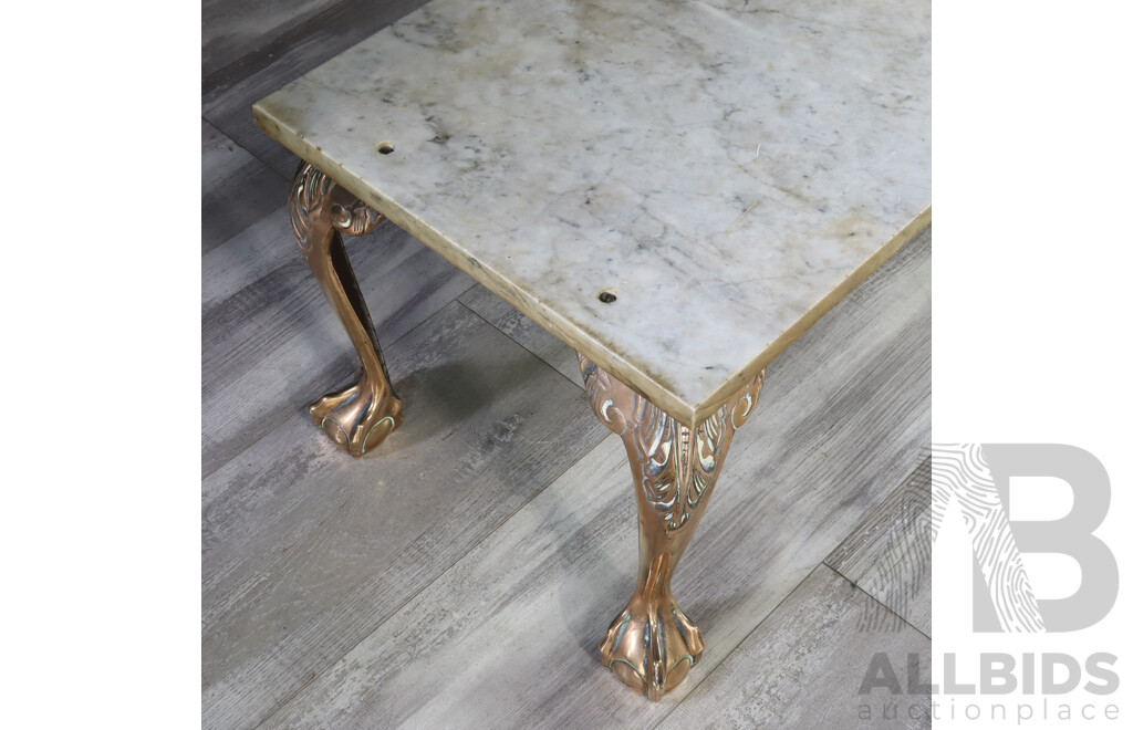 Marble Top Coffee Table with Brass Base