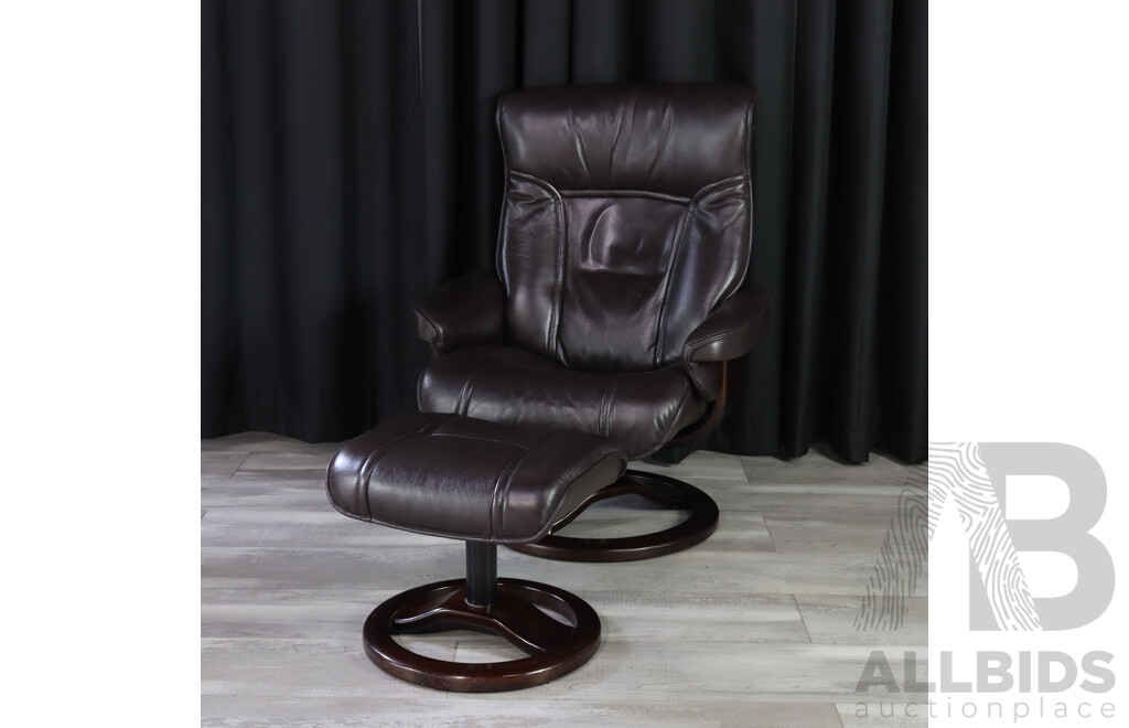 Moran Leather Swivel Recliner with Footstool