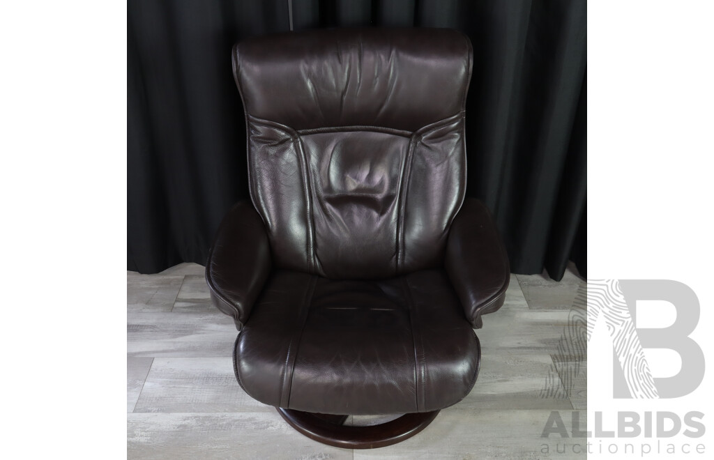 Moran Leather Swivel Recliner with Footstool