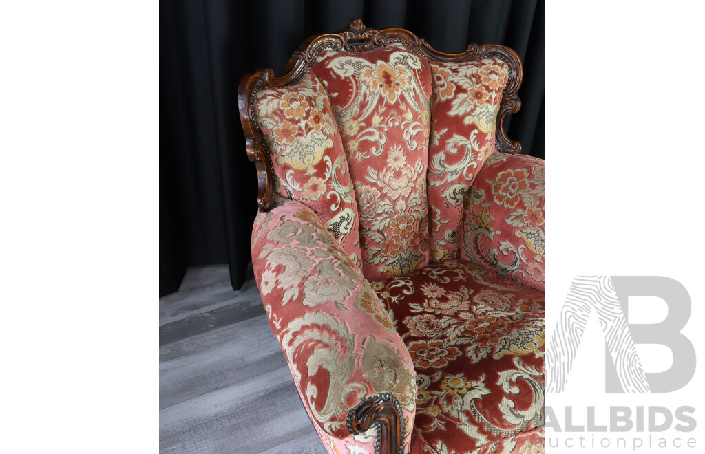 Heavily Carved French Style Armchair