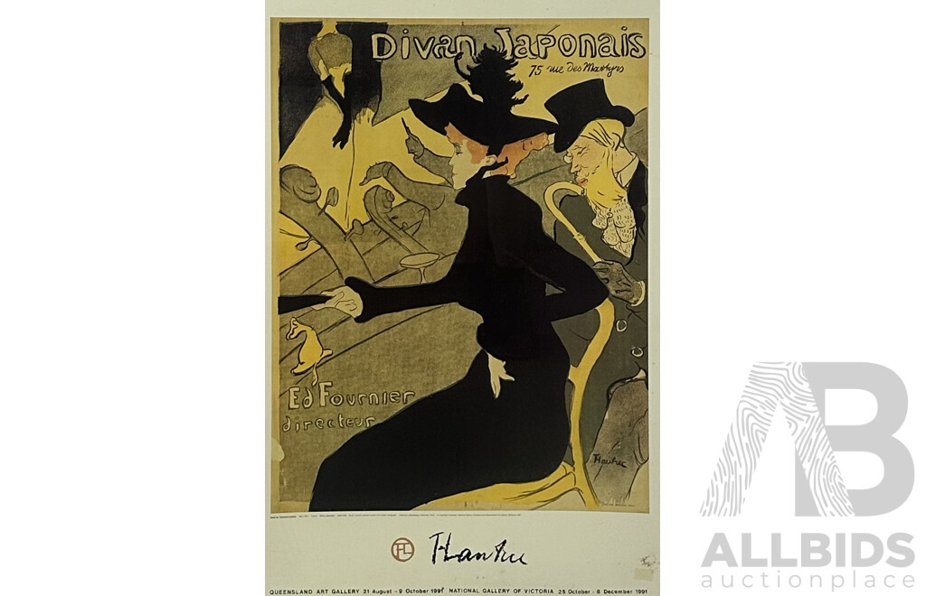 Henri De Toulouse-Lautrec (French 1864-1901), Divan Japanoise, (1892/3), Reproduction Poster Print of Original Brush, Crachis Transfer Screen and Crayon Lithograph, 87 x 60 cm (frame)