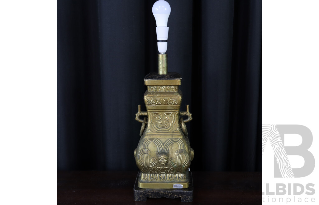 Chinse Brass Lamp with Auspicious Bat Motive