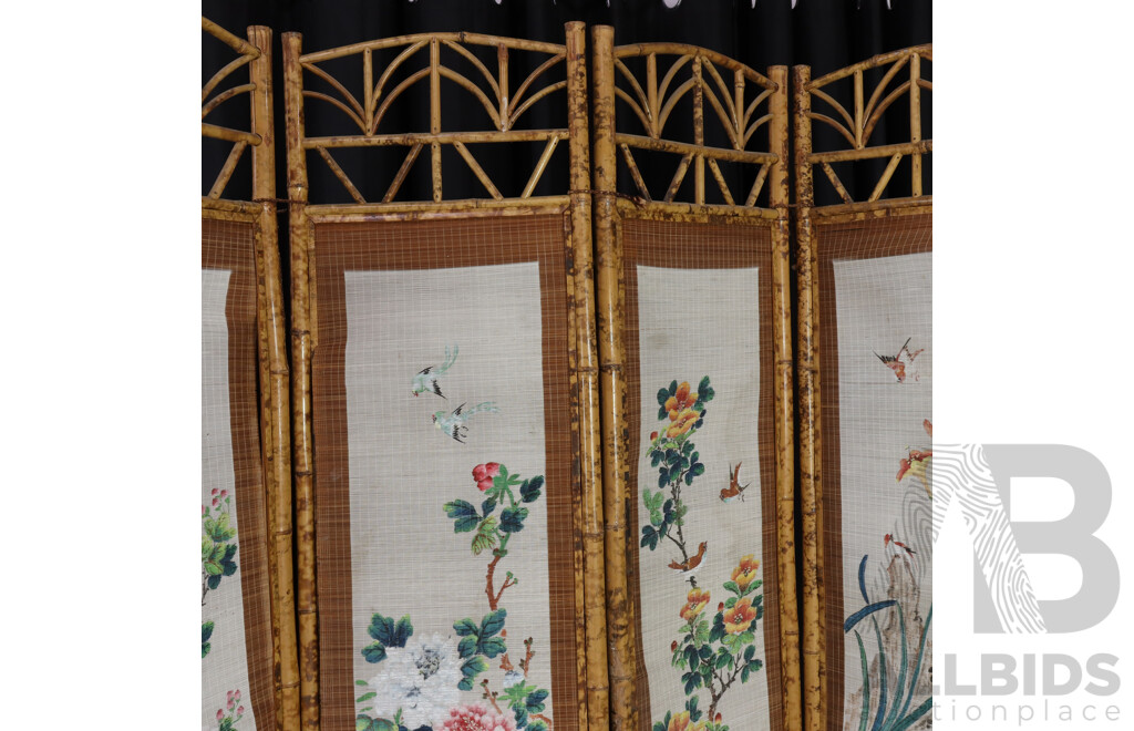 Vintage Tiger Cane Six Panel Dressing Screen