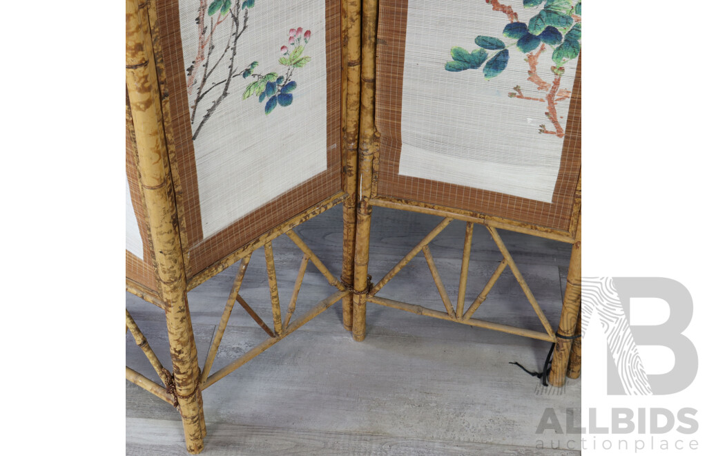 Vintage Tiger Cane Six Panel Dressing Screen