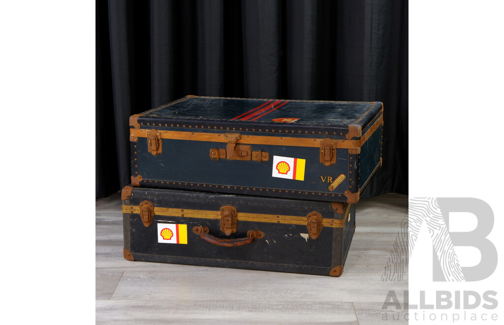 Pair of Vintage Shipping Trunks