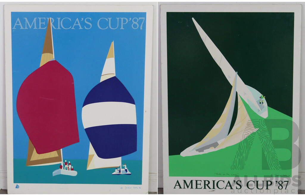 Pair of Vintage Americas Cup Mounted Prints