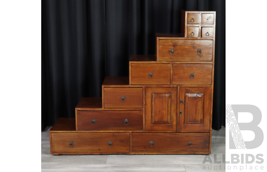 Hardwood Step Side Drawer Unit